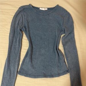 Pink Rose blue Long Sleeve Top